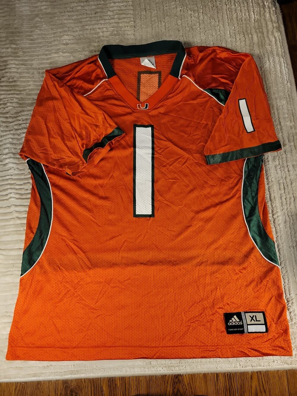 Adidas Miami Hurricanes Football Jersey Mens XL NCAA College Adult